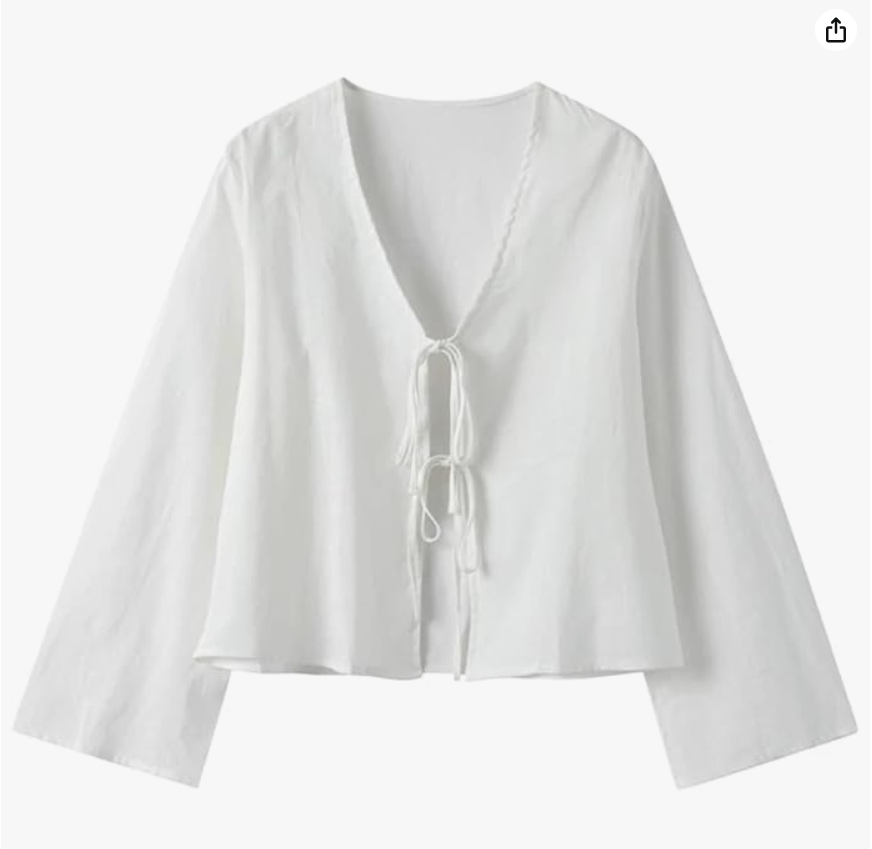 Deep V-Neck Bell-Sleeve Top