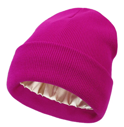 Satin-Lined Cozy Knit Beanie