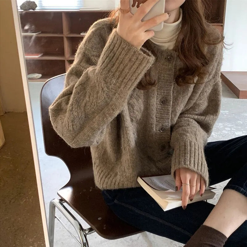 Cropped Knit Cardigan Jacket