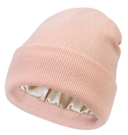 Satin-Lined Cozy Knit Beanie