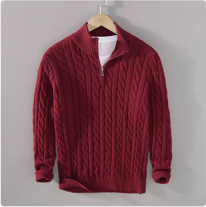 Men's Zip-Neck Knit Sweater