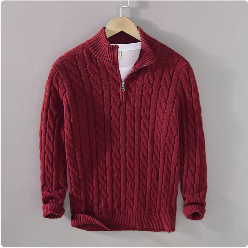 Men's Zip-Neck Knit Sweater