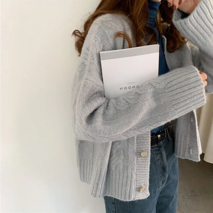 Cropped Knit Cardigan Jacket