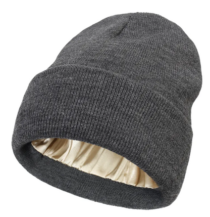 Satin-Lined Cozy Knit Beanie