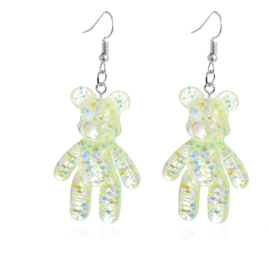 Glitter Gummy Bear Drop Earrings