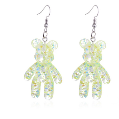 Glitter Gummy Bear Drop Earrings