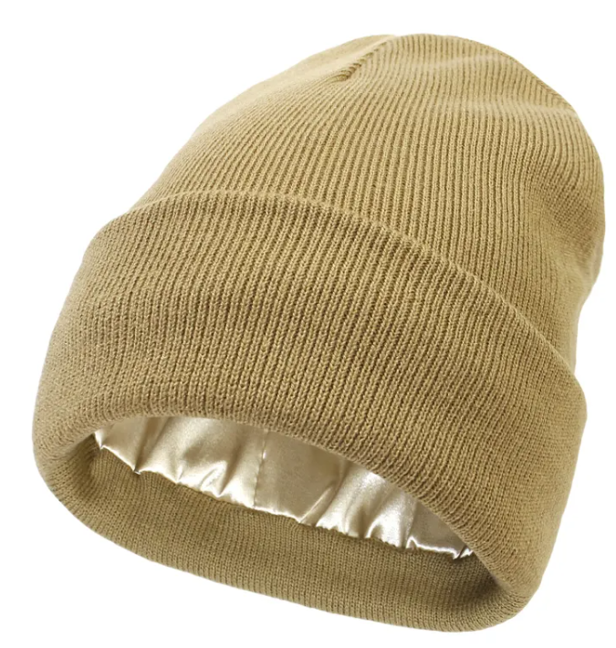 Satin-Lined Cozy Knit Beanie