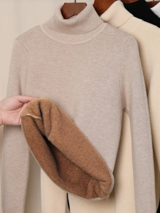 Fleece-Lined Turtleneck Sweater