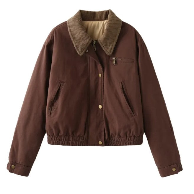 Women's Contrast-Collar Puffer Jacket