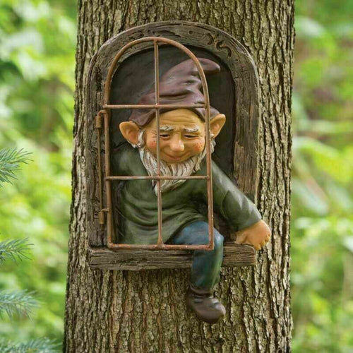 Tree Hugger Garden Elf Statue
