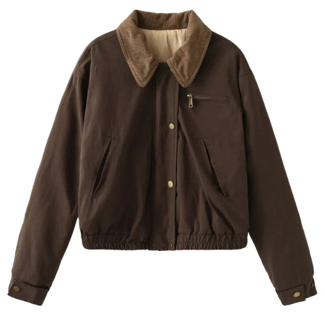 Women's Contrast-Collar Puffer Jacket