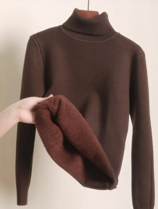 Fleece-Lined Turtleneck Sweater