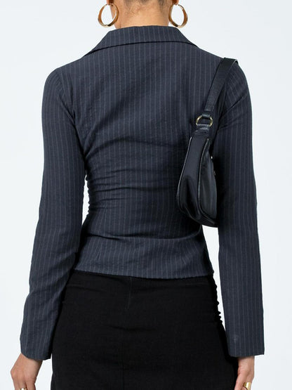 Ribbed Button-Up Knit Shirt