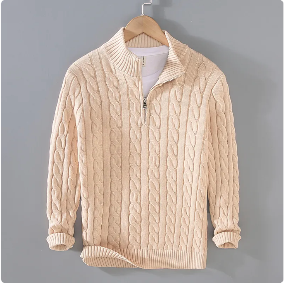 Men's Zip-Neck Knit Sweater