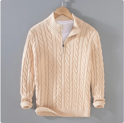 Men's Zip-Neck Knit Sweater