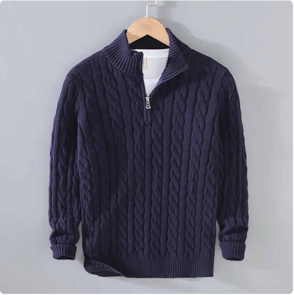 Men's Zip-Neck Knit Sweater