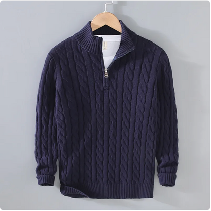 Men's Zip-Neck Knit Sweater