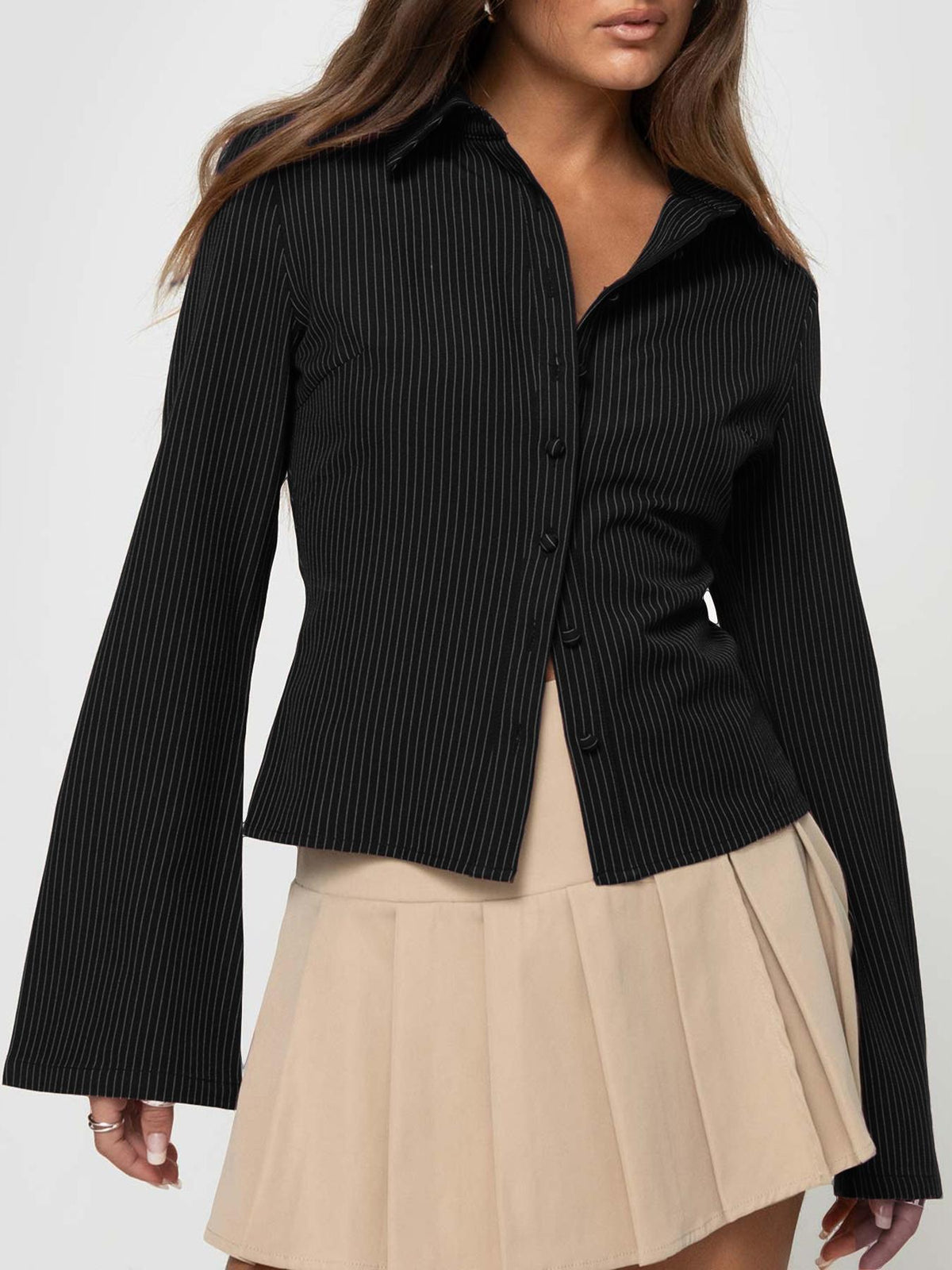 Ribbed Button-Up Knit Shirt
