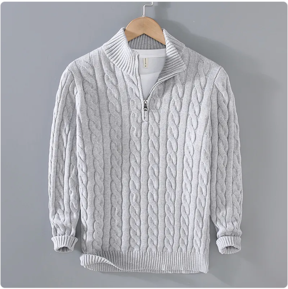 Men's Zip-Neck Knit Sweater