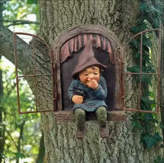 Tree Hugger Garden Elf Statue