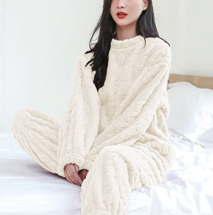Coral Velvet Winter Pajama Set