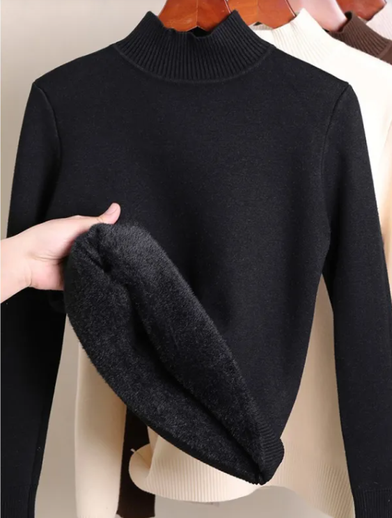 Fleece-Lined Turtleneck Sweater