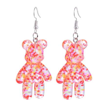 Glitter Gummy Bear Drop Earrings