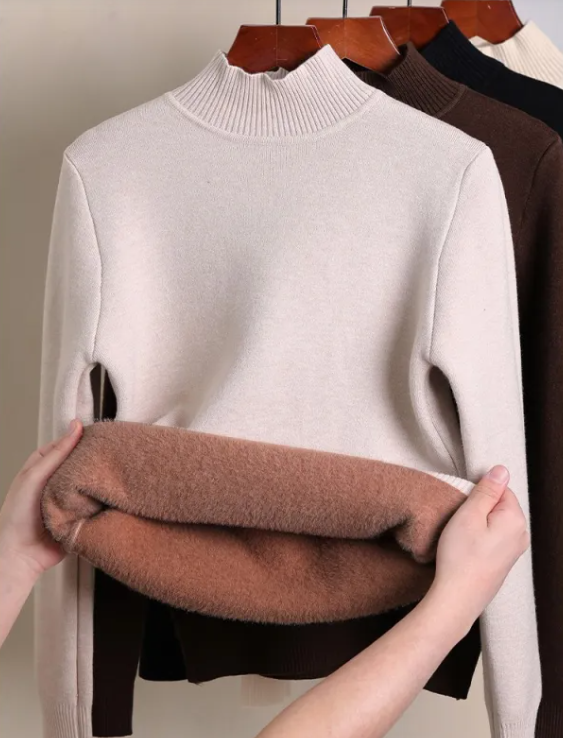 Fleece-Lined Turtleneck Sweater