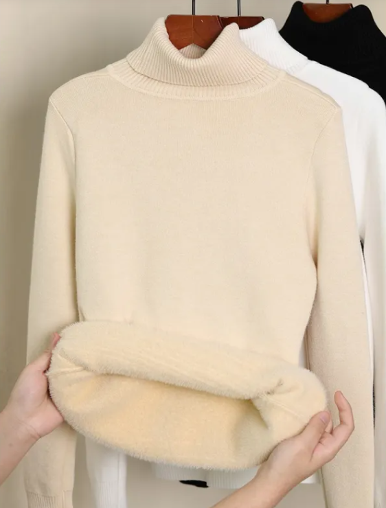 Fleece-Lined Turtleneck Sweater