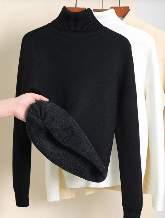 Fleece-Lined Turtleneck Sweater