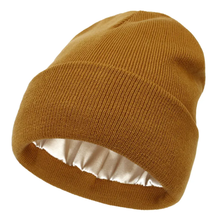 Satin-Lined Cozy Knit Beanie