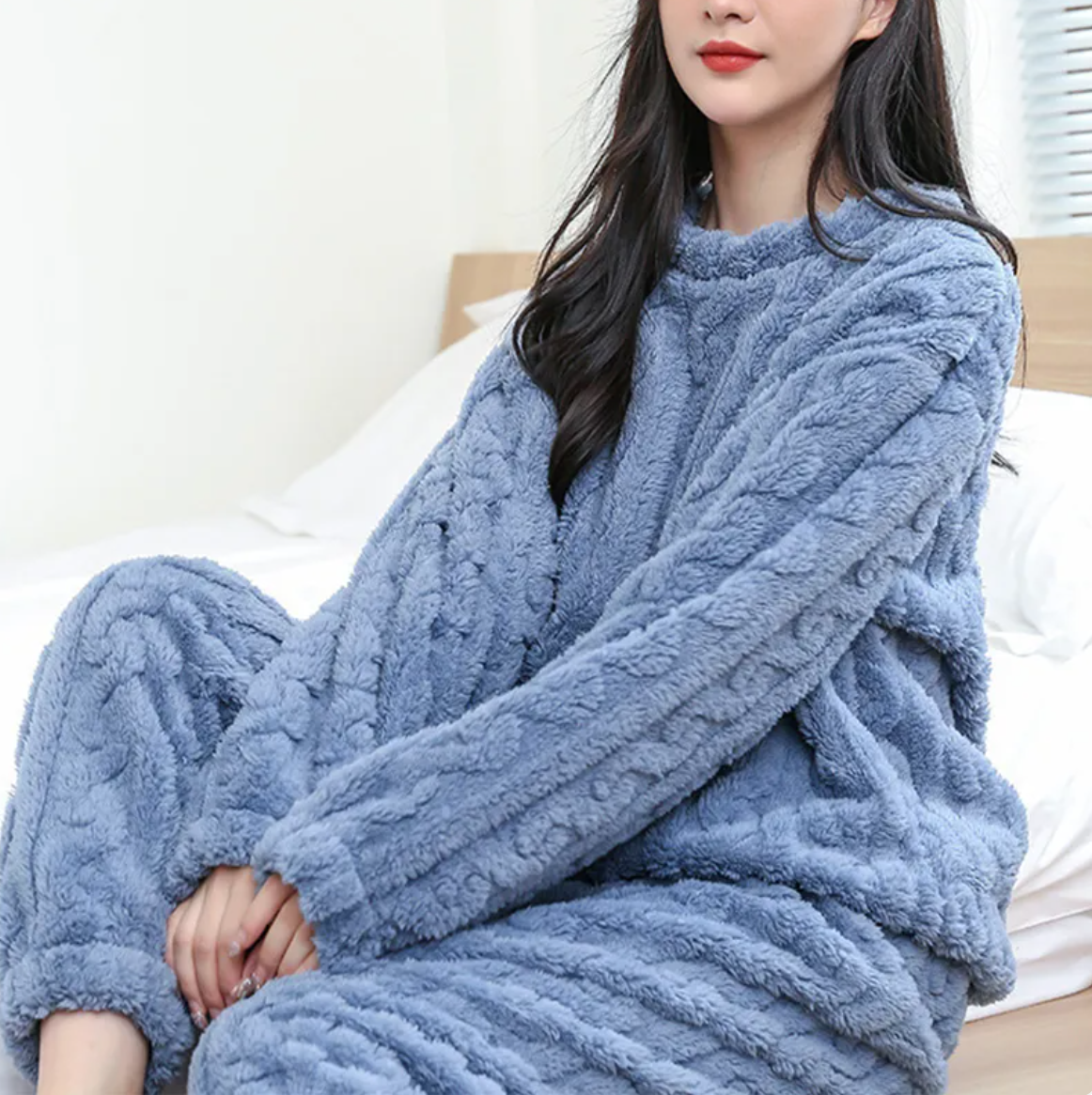 Coral Velvet Winter Pajama Set
