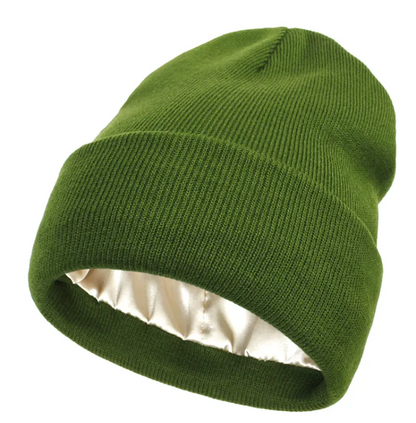 Satin-Lined Cozy Knit Beanie