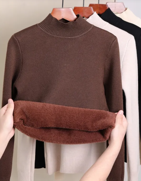 Fleece-Lined Turtleneck Sweater