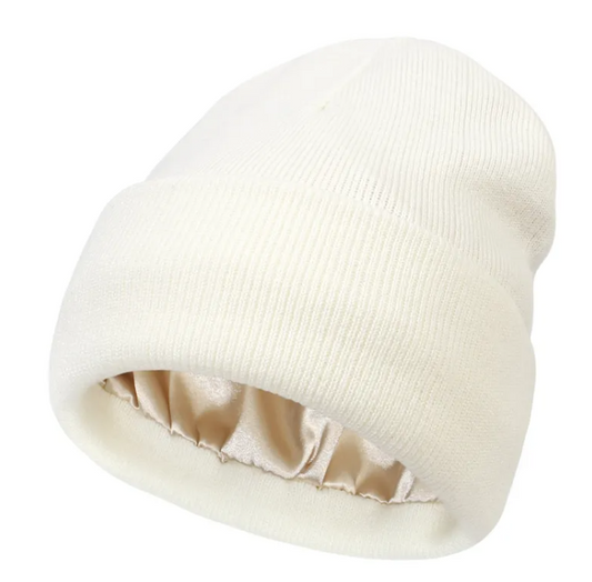Satin-Lined Cozy Knit Beanie