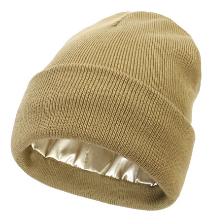 Satin-Lined Cozy Knit Beanie