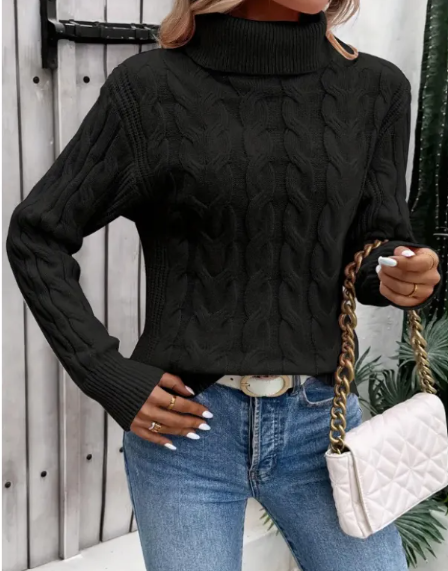 Women's Cable-knit Turtleneck Sweater