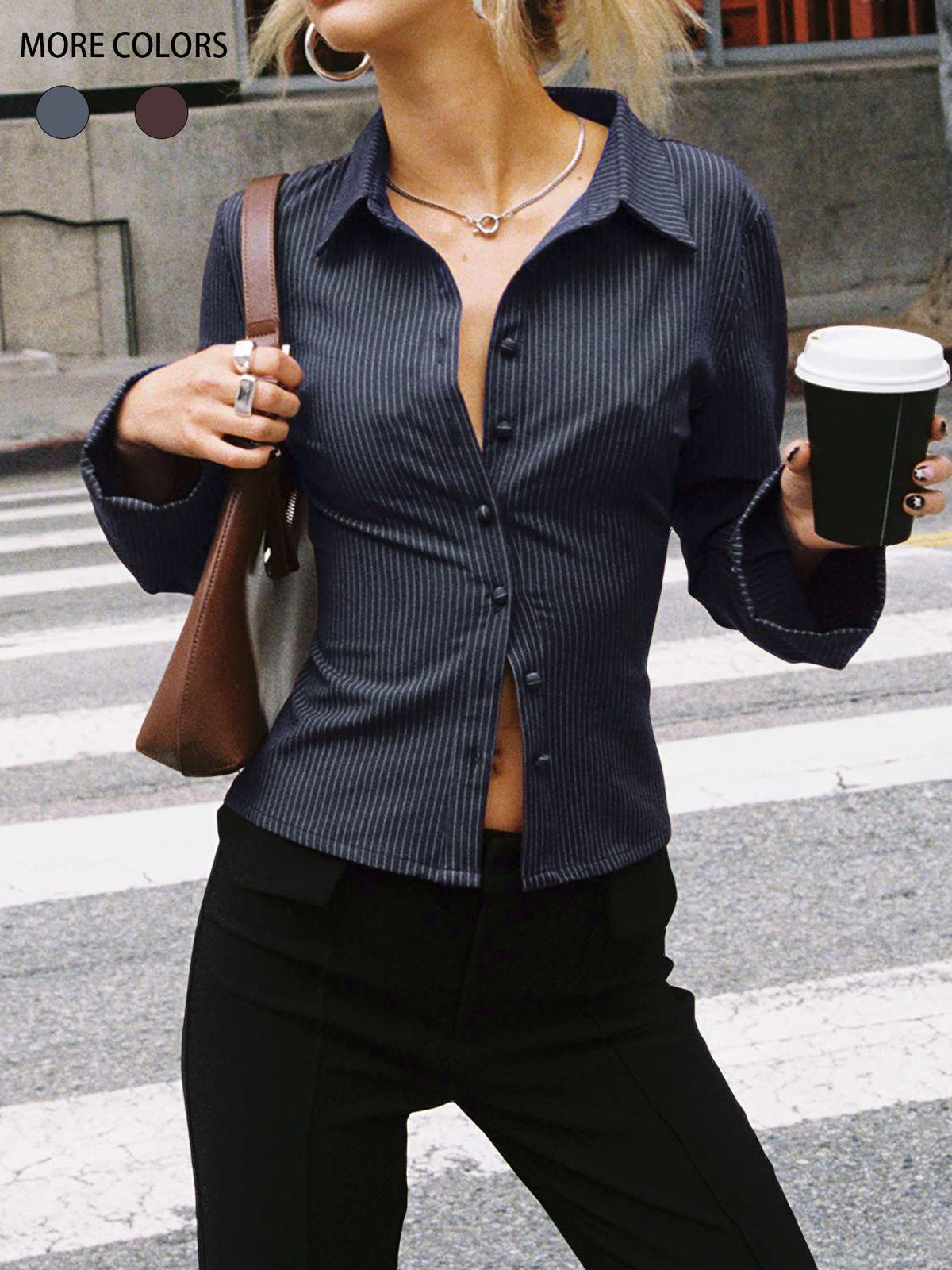 Ribbed Button-Up Knit Shirt