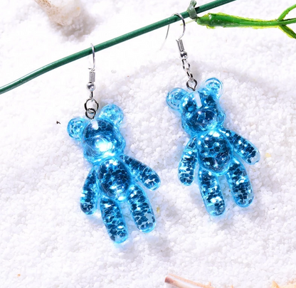 Glitter Gummy Bear Drop Earrings