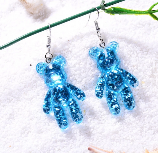Glitter Gummy Bear Drop Earrings