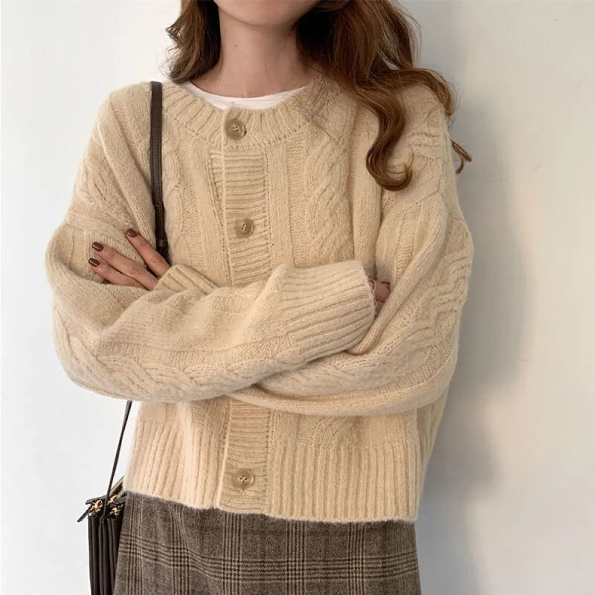 Cropped Knit Cardigan Jacket