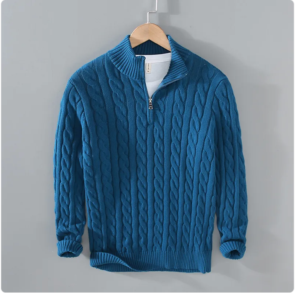 Men's Zip-Neck Knit Sweater