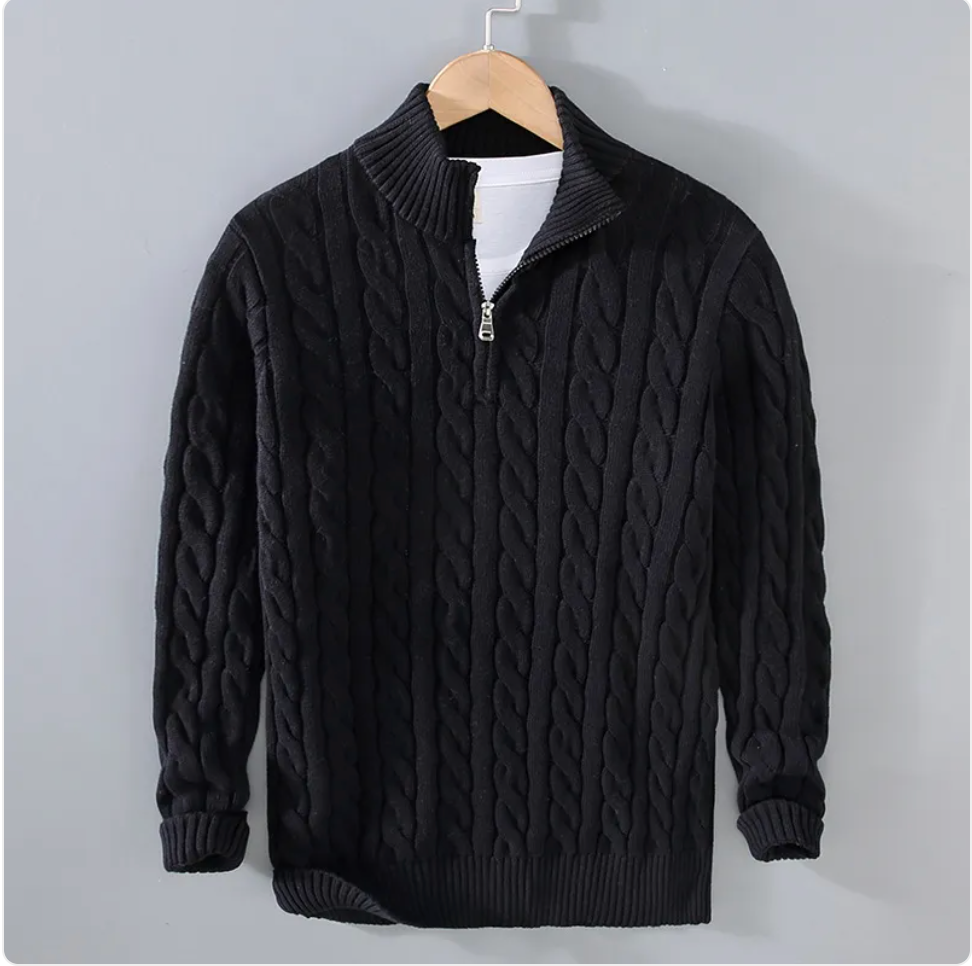 Men's Zip-Neck Knit Sweater