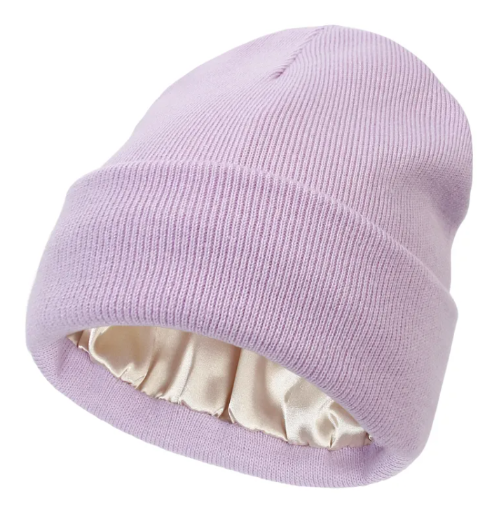 Satin-Lined Cozy Knit Beanie