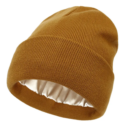 Satin-Lined Cozy Knit Beanie