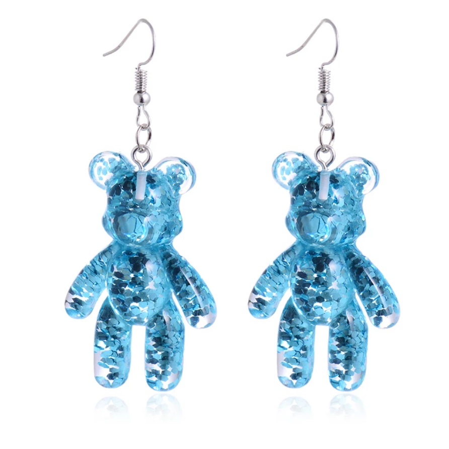 Glitter Gummy Bear Drop Earrings