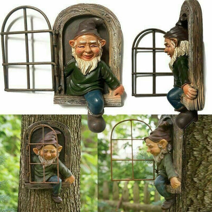 Tree Hugger Garden Elf Statue