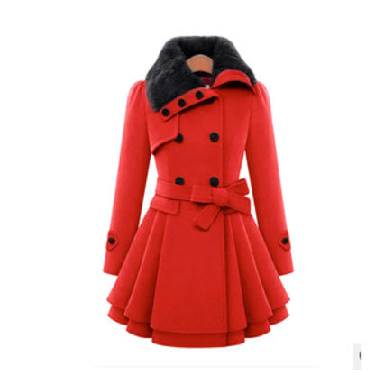 Women's Slim Double-Breasted Wool Coat