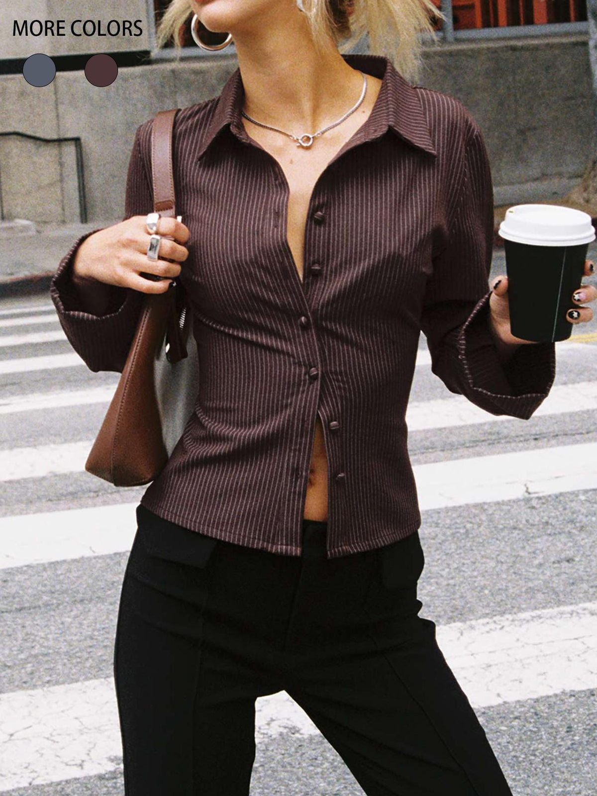 Ribbed Button-Up Knit Shirt