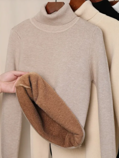 Fleece-Lined Turtleneck Sweater
